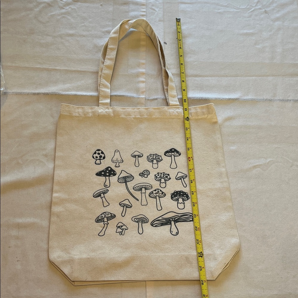 Canvas Tote Bag with Mushroom Design - Picture 5 of 7